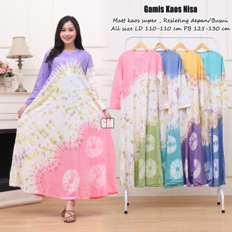 Gamis kaos termurah busui resleting depan