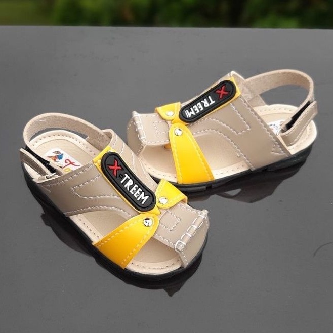 TOKOERS SDL09 Sepatu Sandal Kulit Sintetis Tali Perepet Anak Laki Laki Umur 1 2 3 4 5 6 tahun