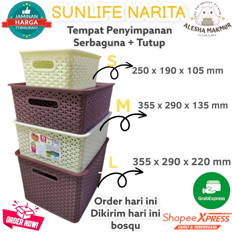 SUNLIFE NARITA-KERANJANG SERBAGUNA + TUTUP MOTIF ROTAN SIZE S-M-L / NARITA