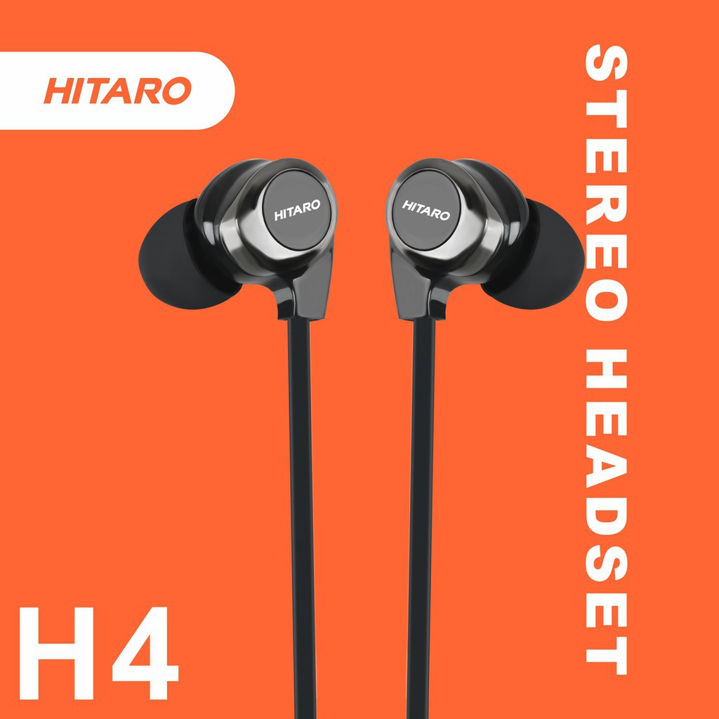 Earphone In-Ear Kabel Headset Hitaro 3.5mm Dengan Mic Power of Bass H4