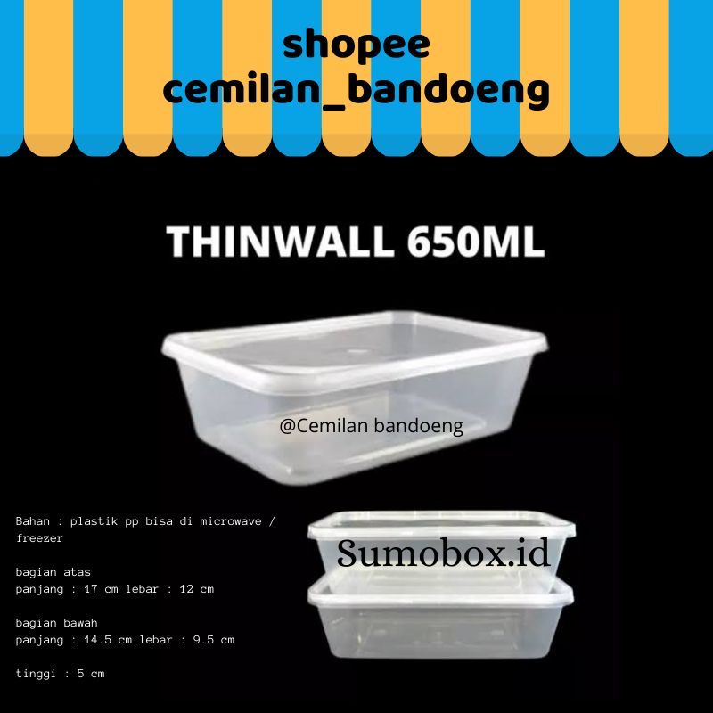 thinwall/kotak makanan/box kemasan merk sumo ukuran 650 ml