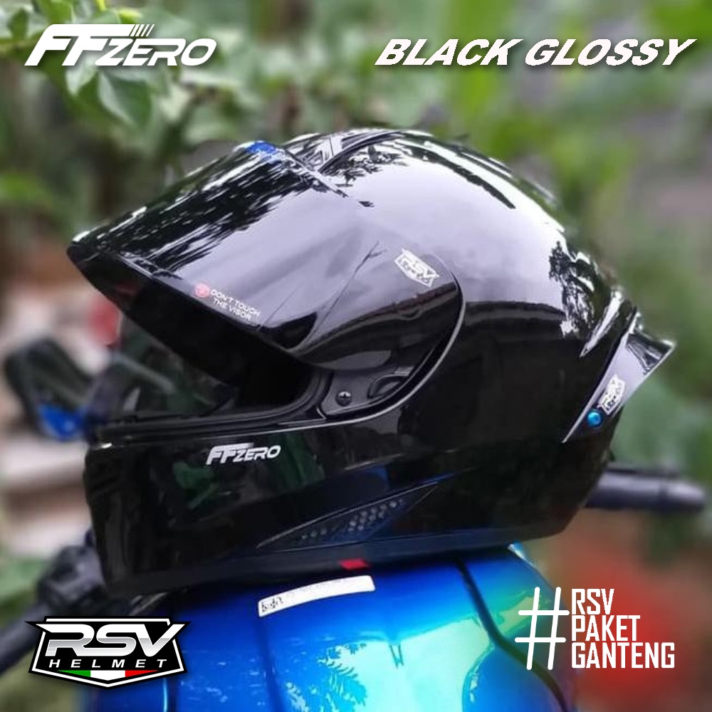 Helm Full Face - RSV FFZERO BLACK GLOSSY - Paket Ganteng - RSV Helmet