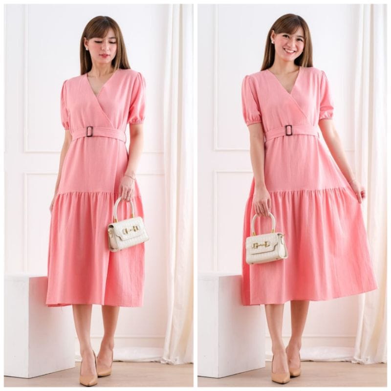 DRESS FELLY / FREE BELT / DRESS WANITA