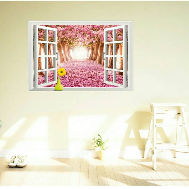 RELIZA WALL STICKER JUMBO JENDELA POHON SAKURA MERAH WINDOWS TREE AY9234D STIKER DINDING