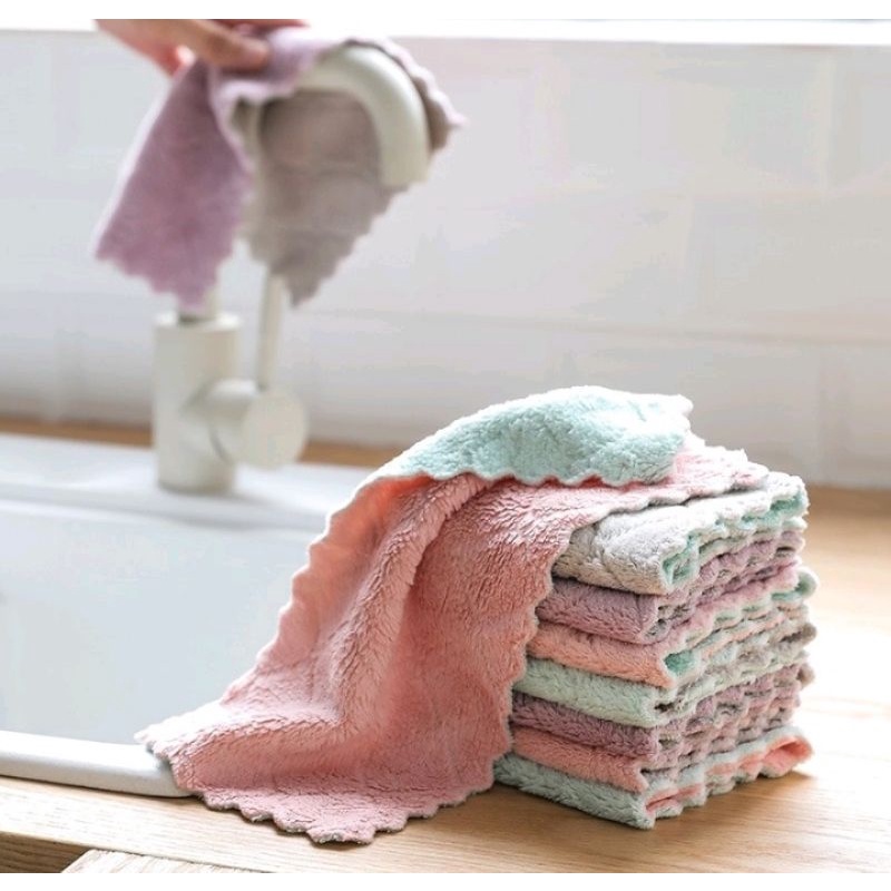 NEW Kain Lap Microfiber Cuci Piring Anti Minyak Dapur Tangan Serbaguna