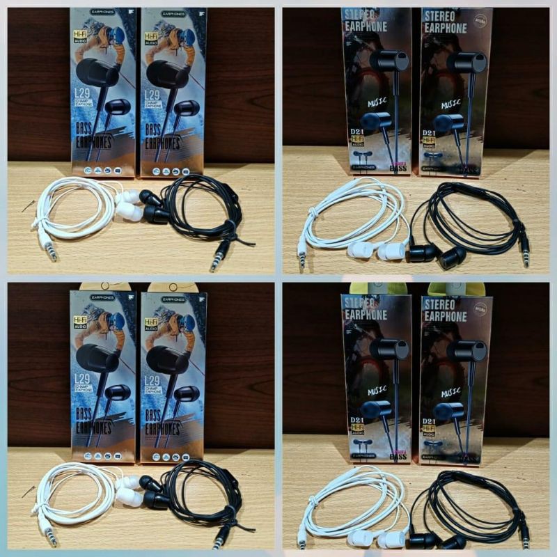 Headset Handsfree L29 - Earphone d21 Stereo Bass + Mic