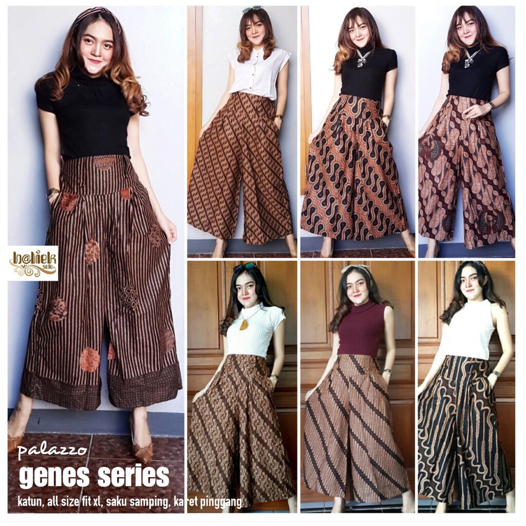 [KIRIM RANDOM] Palazzo Genes Series Kulot Batik Sogan Modern Bawahan Seragam Kantor Pesta Muslim