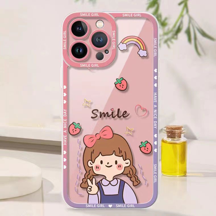 Soft Case TPU Silikon Transparan Motif Gadis Lucu Untuk IPhone 14 13 12 Pro Max 11 8 7 6S 14 Plus XS XR X