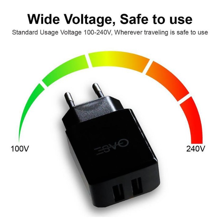 Kepala Charger OASE Power Adapter MD-Q3 Dual USB Fast Charging 5V/2A - Original Garansi Resmi