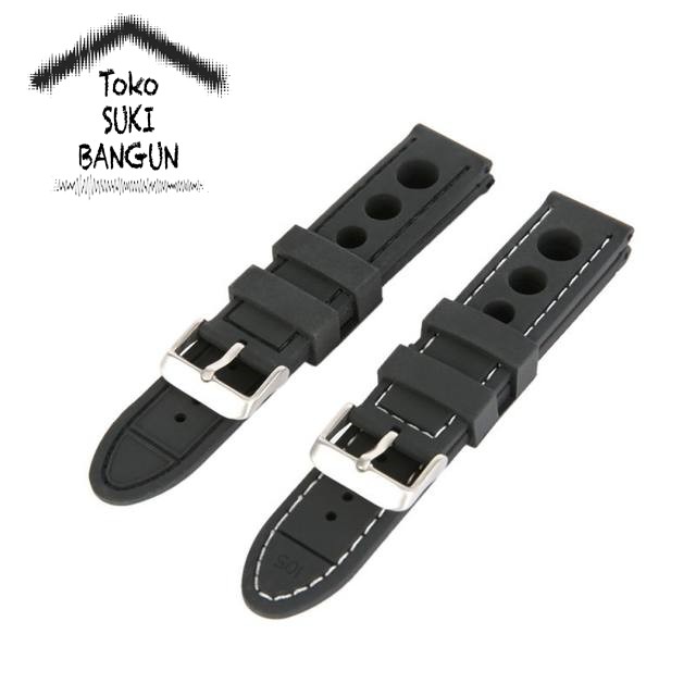 TALI JAM 24mm Rubber TRIPLE BIG HOLE Silicone Watch Band Strap