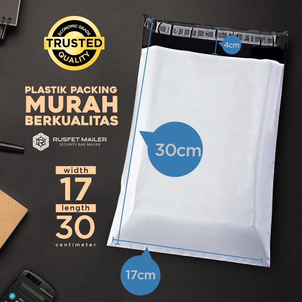 

AMPLOP PLASTIK POLIMAILER POLYMAILER PACKING ONLINE PUTIH POLOS MURAH RUSFET 17X30