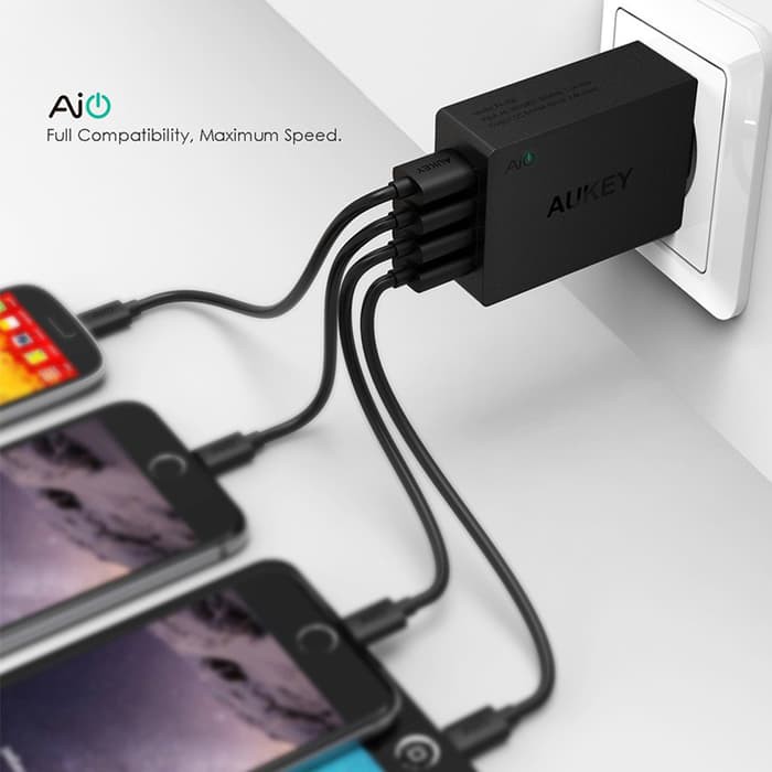 Unik Aukey PA U36 Wall Charger 4 Port  EU Plug  Diskon