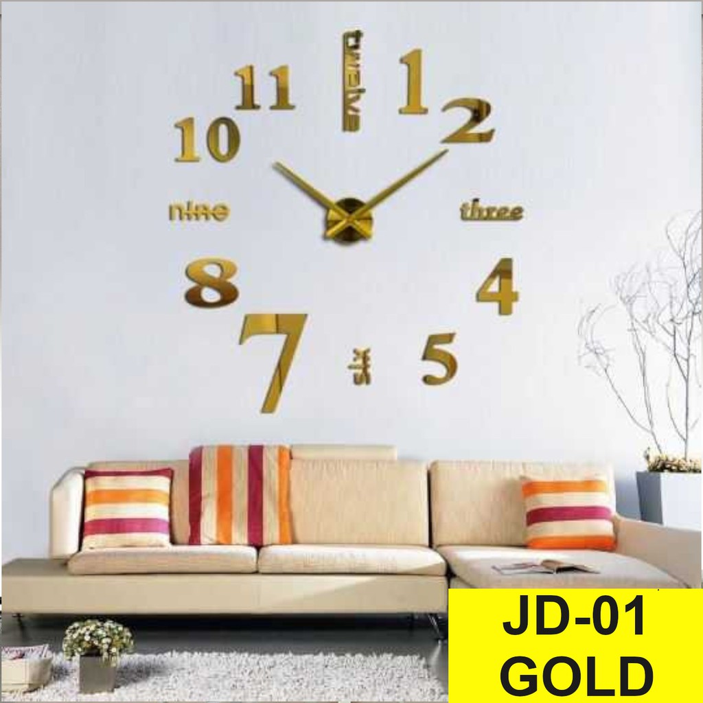Jam Dinding Besar Unik Giant Wall Clock Diameter 80-130cm-JD-01 Gold (BESAR)