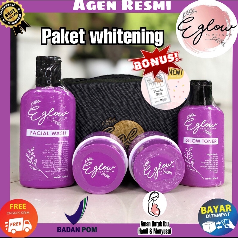 E GLOW PLATINUM WHITENING SKINCARE BPOM AGEN RESMI EGLOW