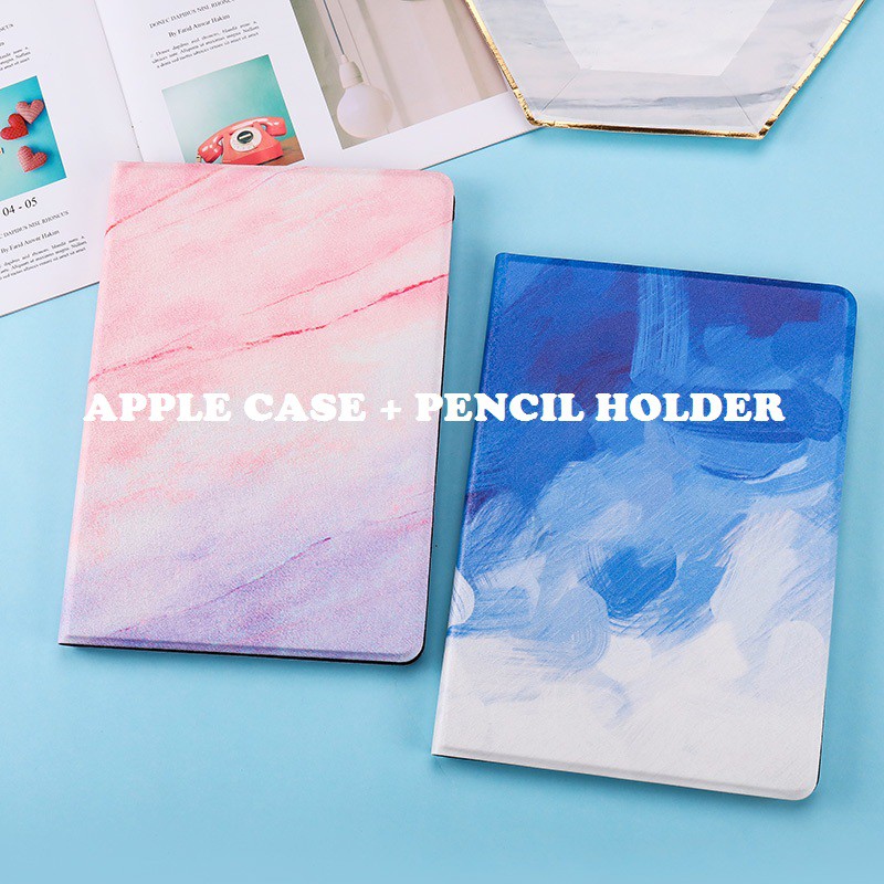 Flip Case iPad Mini 5 2019 Marble Sarung Cover With Pencil