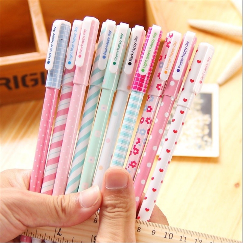 10pcs / Set Pulpen Gel Warna-Warni Gaya Korea Untuk Stationery