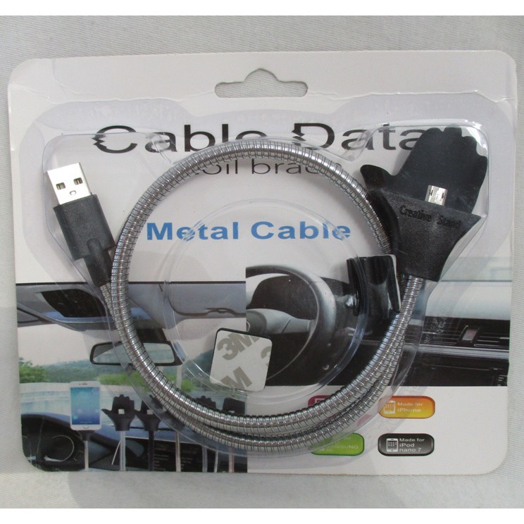 Kabel Cable Data Chrome Flexibel /Coil Brace Flexibel/Metal Cable Data Chrome Mudah Ditekuk