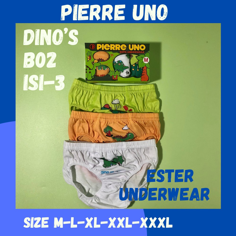 Celana dalam anak laki-laki Pierre uno Kids B02 Dino Isi-3 PCS