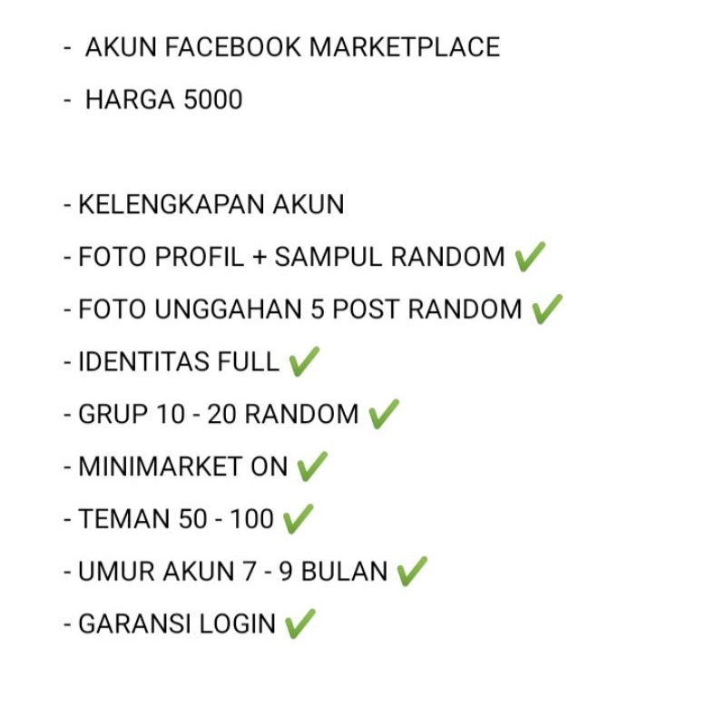 FACEBOOK MARKETPLACE HARGA 5000