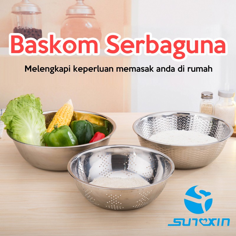 Baskom Mangkuk Dapur 1 set isi 3pcs Stainless Steel Baskom Mangkuk Dapur 1 set isi 3pcs Stainless Steel