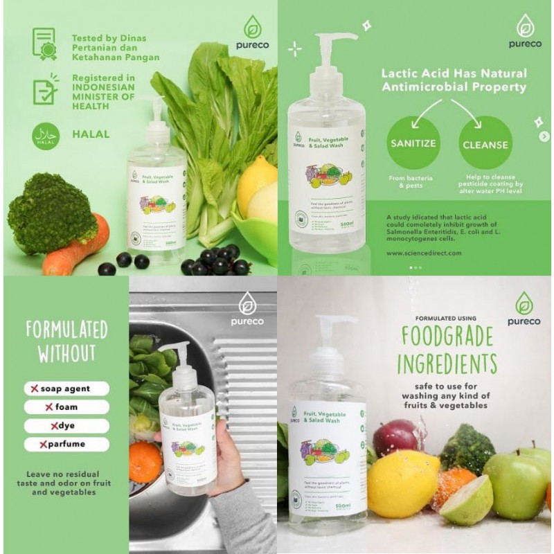 Pureco Fruit Vegetable and Salad Wash Home Size - 500ml