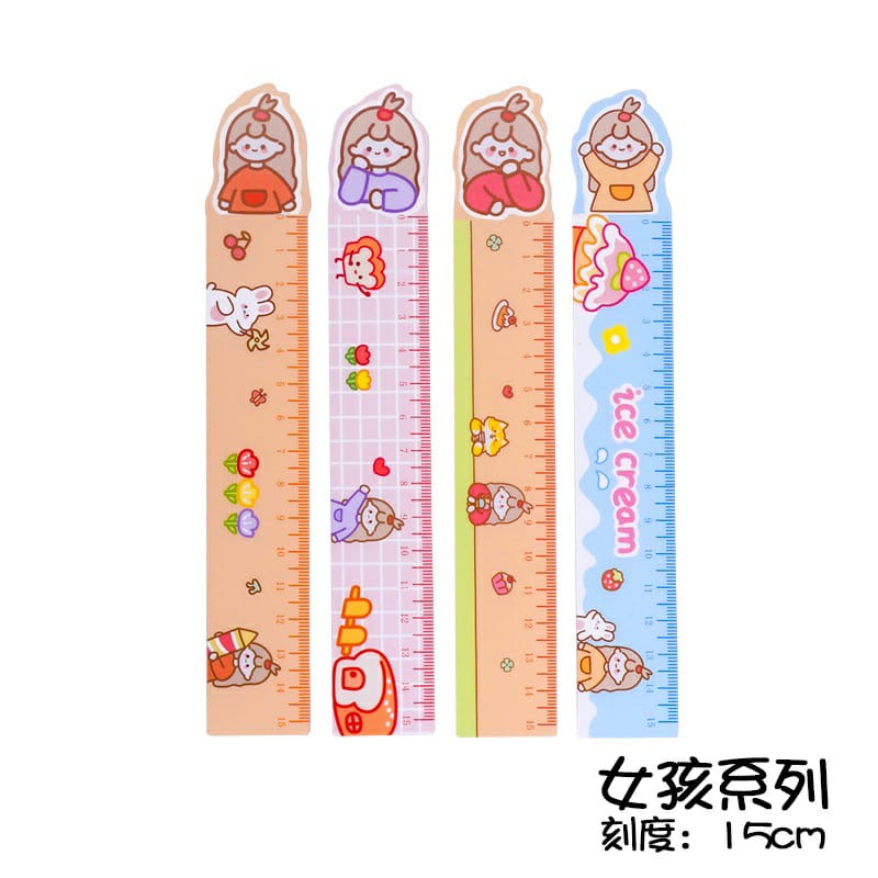 Penggaris Magnet Bear Unicorn Karaketer Ruler Alat Tulis Sekolah Cewek Perempuan