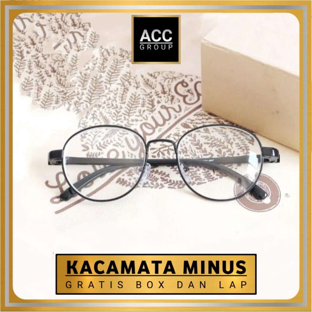 Kacamata Minus/Jarak Jauh Unisex gaya Oval Design Korea Frame Metal sunglass keren murah Fashion Wan