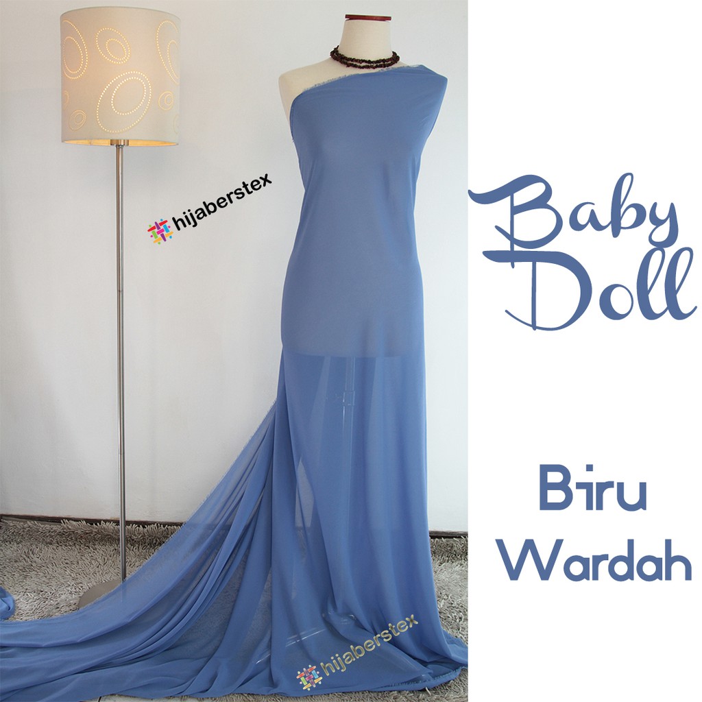 1/2 Meter Kain BABY DOLL Biru Wardah (ecer warna - DC)