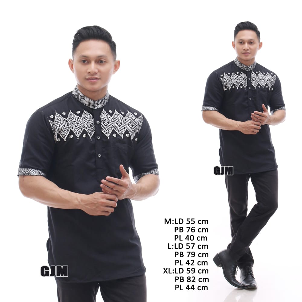 Baju Koko Batik Terbaru Baju Koko Muslim Pria Lengan Pendek Koko Kurta Bordir Batik Halus Bahan Katun