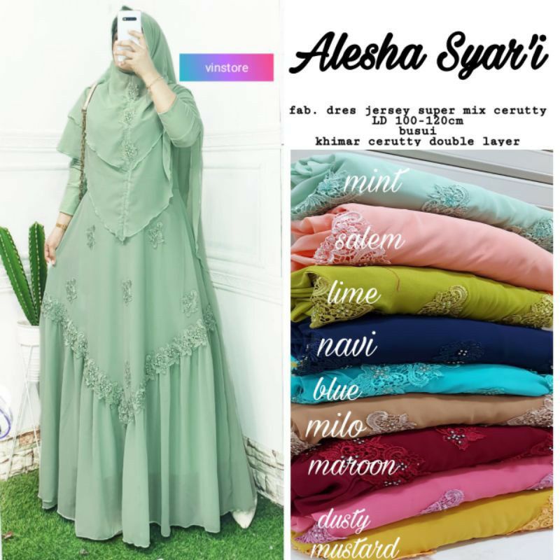 ALESHA SYARI # GAMIS SYARI SET KHIMAR