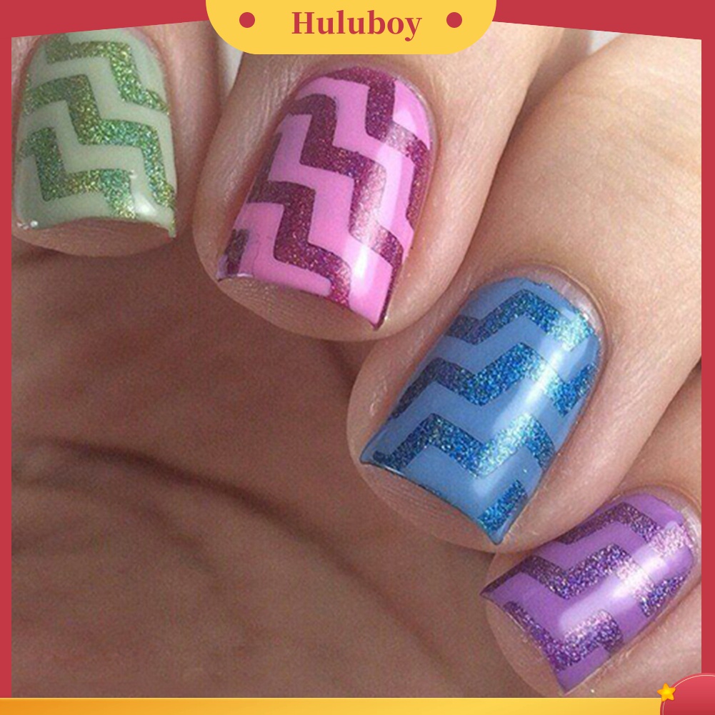 Huluboy Huluboy♡ 5 Lembar Stiker Stensil Panduan Untuk French Manicure DIY