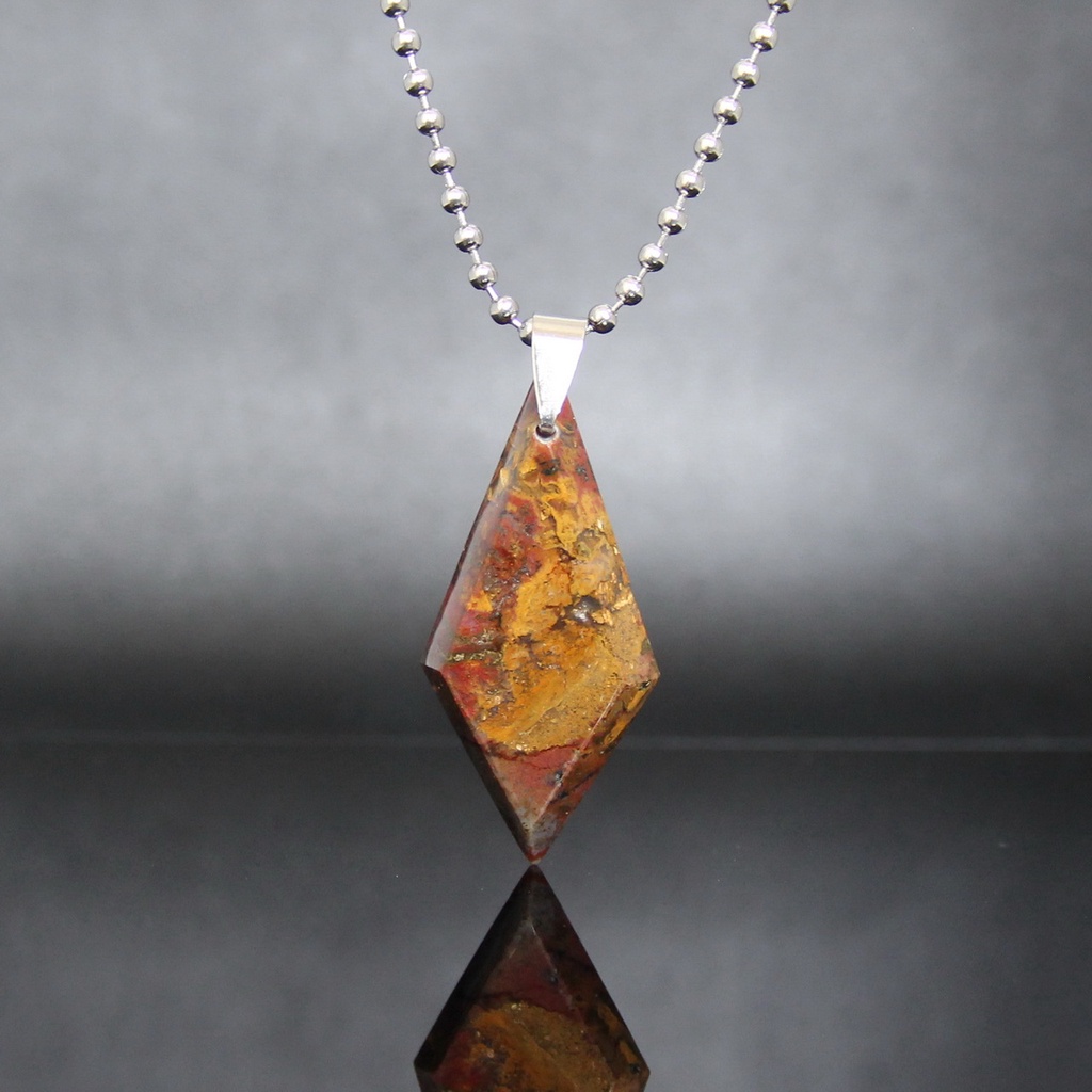 Kalung Liontin Batu Pancawarna Kembang Jasper in Chalcedony LT1170