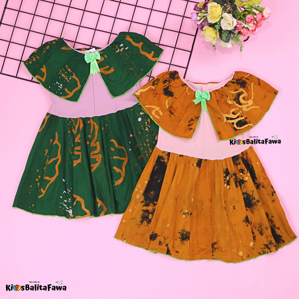 Dress Irene size 1-4 Tahun / Dres Batik Cape Baju Kensi Anak Perempuan Murah Cewek Katun Adem Gaun