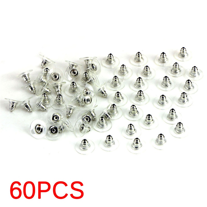 60pcs / set Anting Tusuk Warna Silver / Gold Untuk Wanita