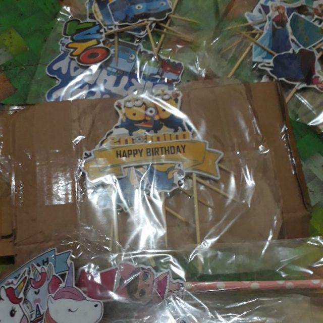 Topper Cake/cupcake Tambah Nama, Hiasan Kue Ulang Tahun, Motif Minion