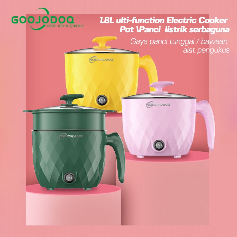 teflon set teplon teflon Goojodoq Panci Listrik Serbaguna 1.2L- Electric Cooking Pot Electric Frypan