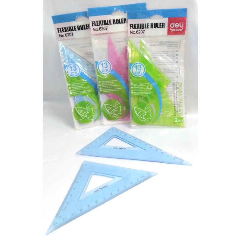 

PENGGARIS SET SEGITIGA/PENGGARIS FLEXIBLE / MISTAR SEGITIGA/ DELI E-6207