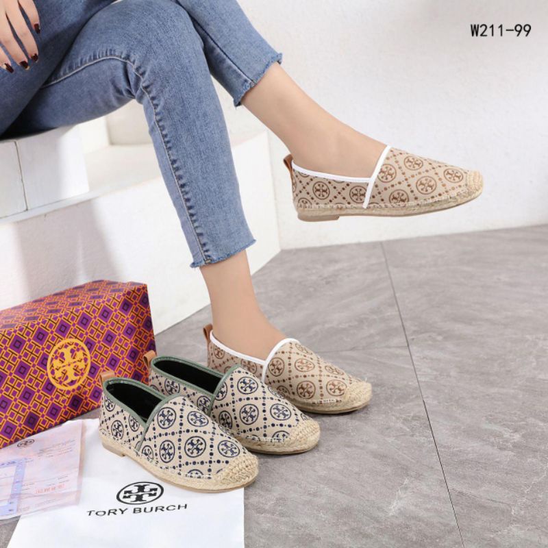 W211-99 SEPATU WANITA TORY BURCH ESPADRILLES CLASSIC LOGO SHOES