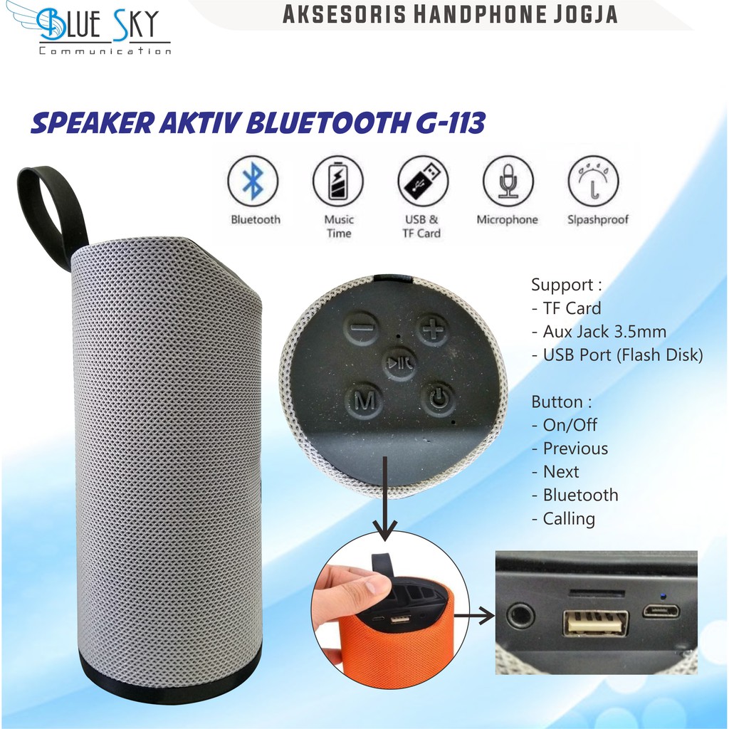 SPEAKER AKTIF BLUETOOTH G-113 WIRELESS PORTABLE SPLASHPROOF