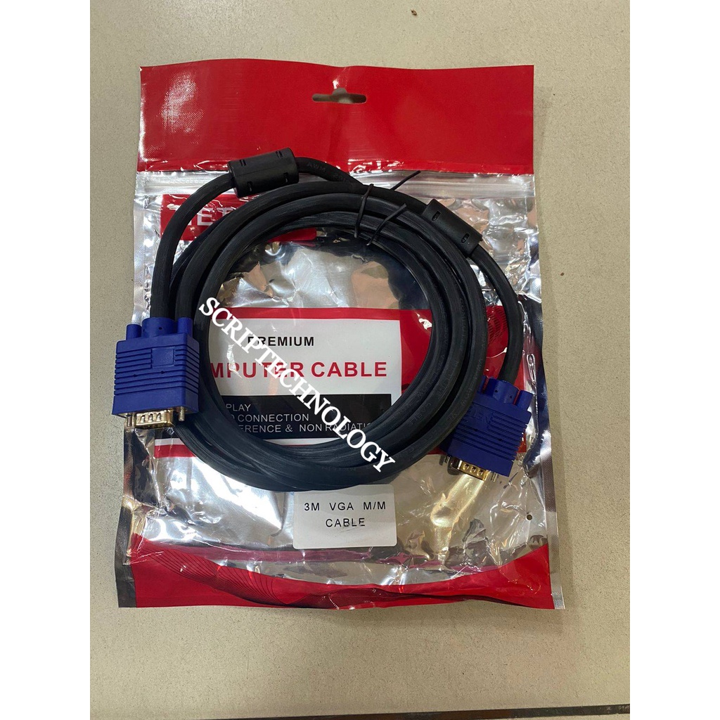 Kabel VGA 3m Gold Plate HQ Netline - Kabel VGA 3 Meter Male