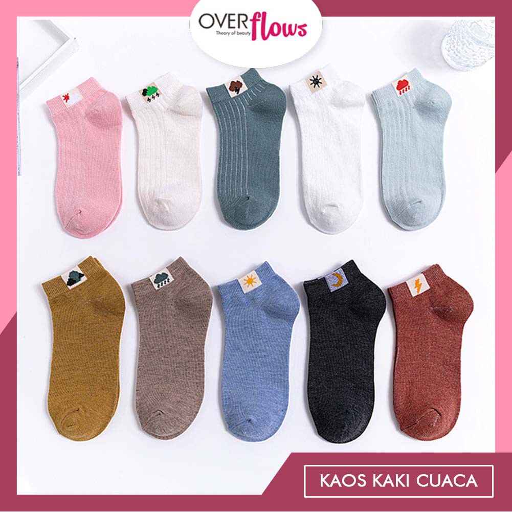 OVERFLOWS.ID Kaos kaki Polos Motif Cuaca Weather Ankle Sock Ala Korea