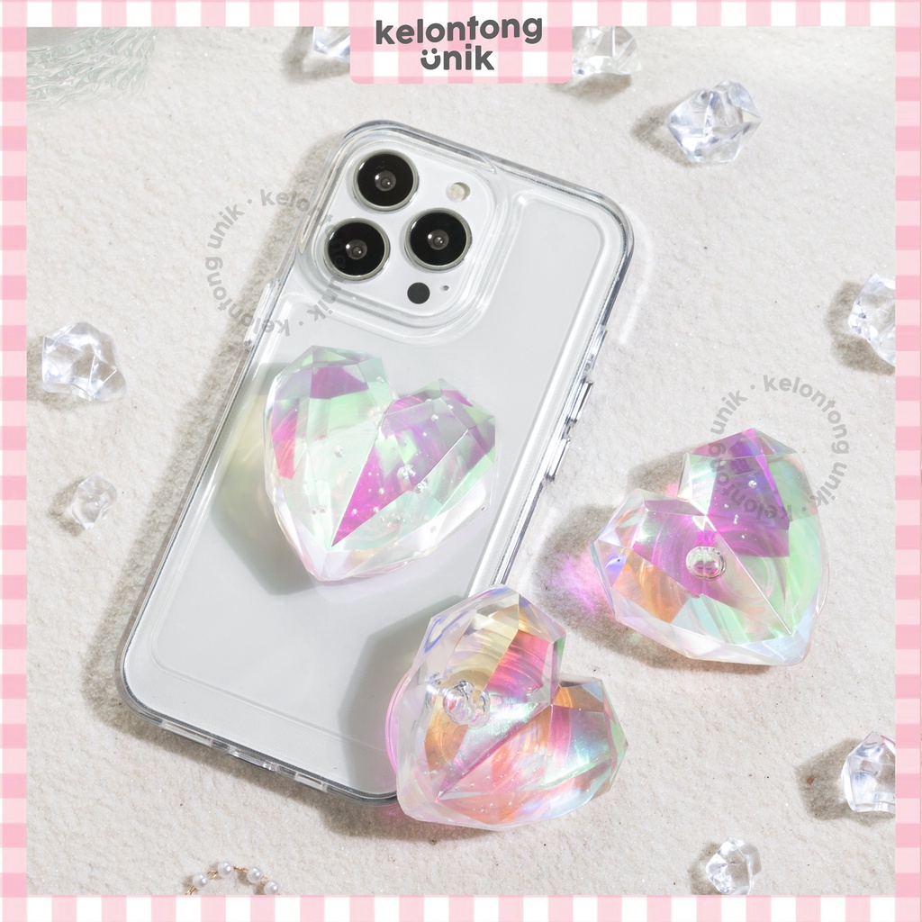 For iPhone - Crystal Heart Hologram Griptok Acrylic Case