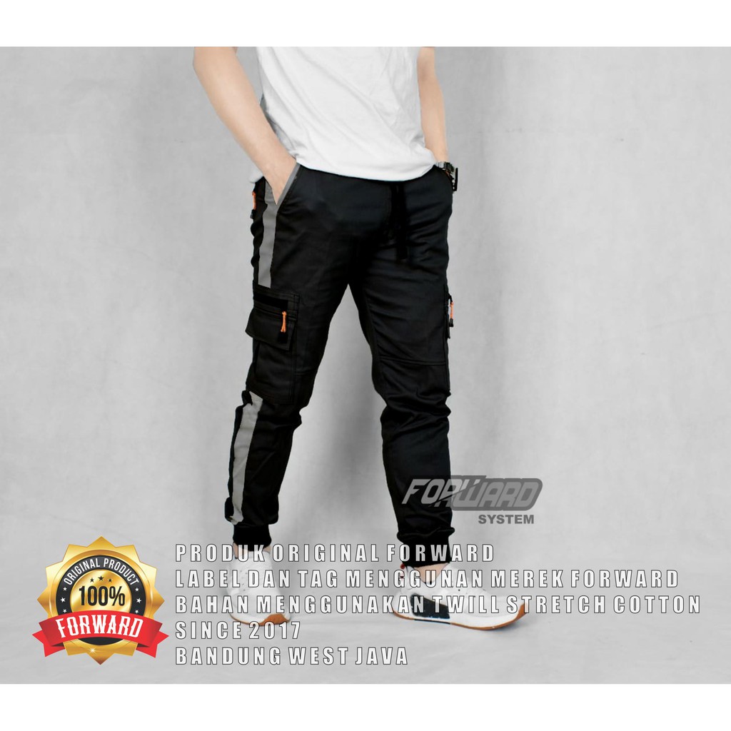 Celana joger jogger cargo pria list Fourlayers