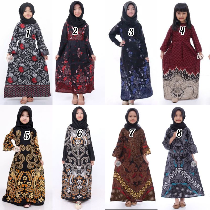 Gamis Anak Batik Katun Adem Baju Muslim Dress Anak Perempuan Simple