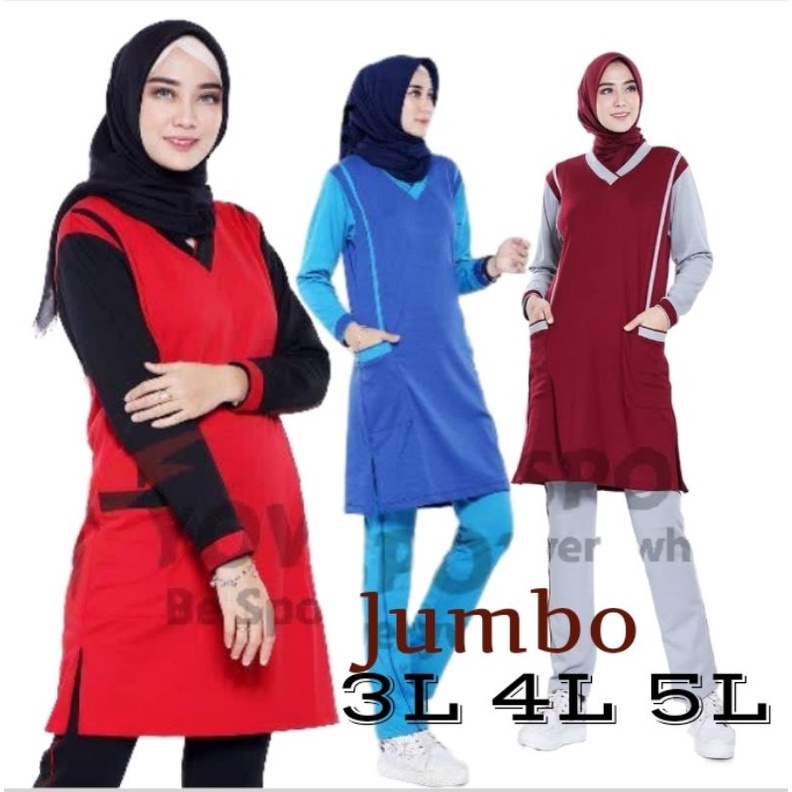 YOVIS SPORT baju senam olahraga wanita muslimah model tunik jumbo terbaru