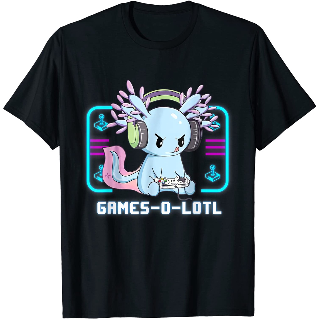 BAJU ANAK Gamesolotl Axolotl Video Gamer Kawaii Pastel Goth Anime Girl T-Shirt