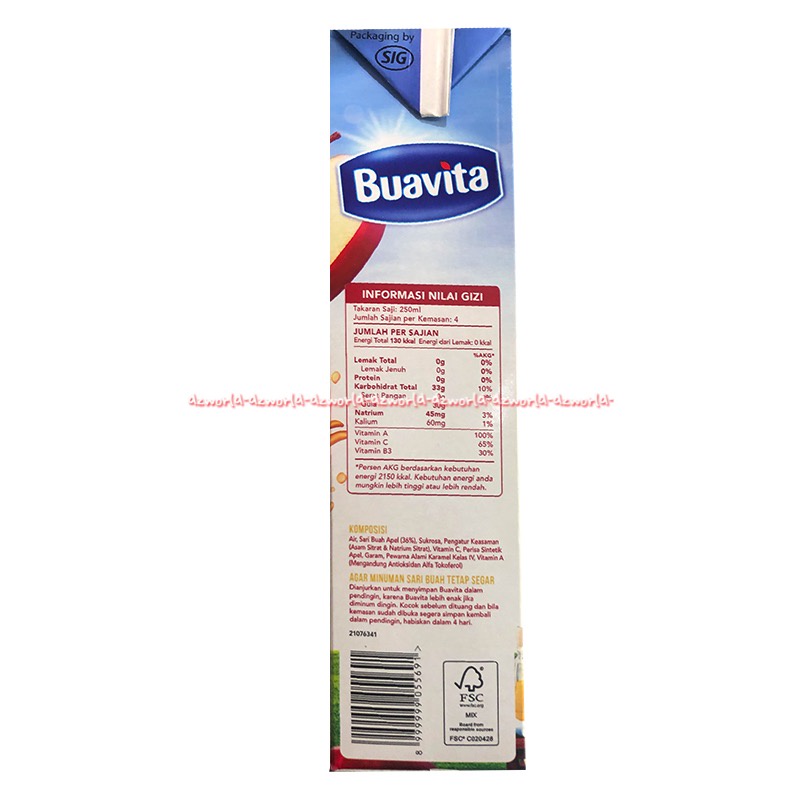 Buavita 1L Guava Mango Apple Vitamin A C Juice Siap Minum Uht Jus Jambu Biji Manga Apel Buafita UHT