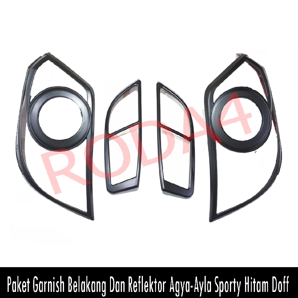 Paket Garnish Lampu Depan Belakang Dan Reflektor Agya/Ayla Hitam Doff