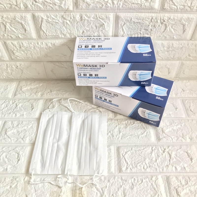 MASKER EARLOOP PUTIH PREMIUM TEBAL Y&amp;B 1BOX ISI 50PCS