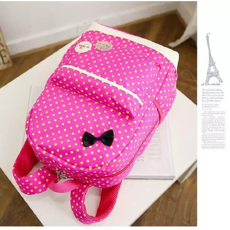 TAS RANSEL BERANAK SET 3IN1 MODEL PITA POLKA COCOK UNTUK SEKOLAH ANAK